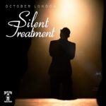 Poster for ‘Silent Treatment’ by October London featuring a silhouette of a man on stage under a warm spotlight; Death Row Records logo bottom left.